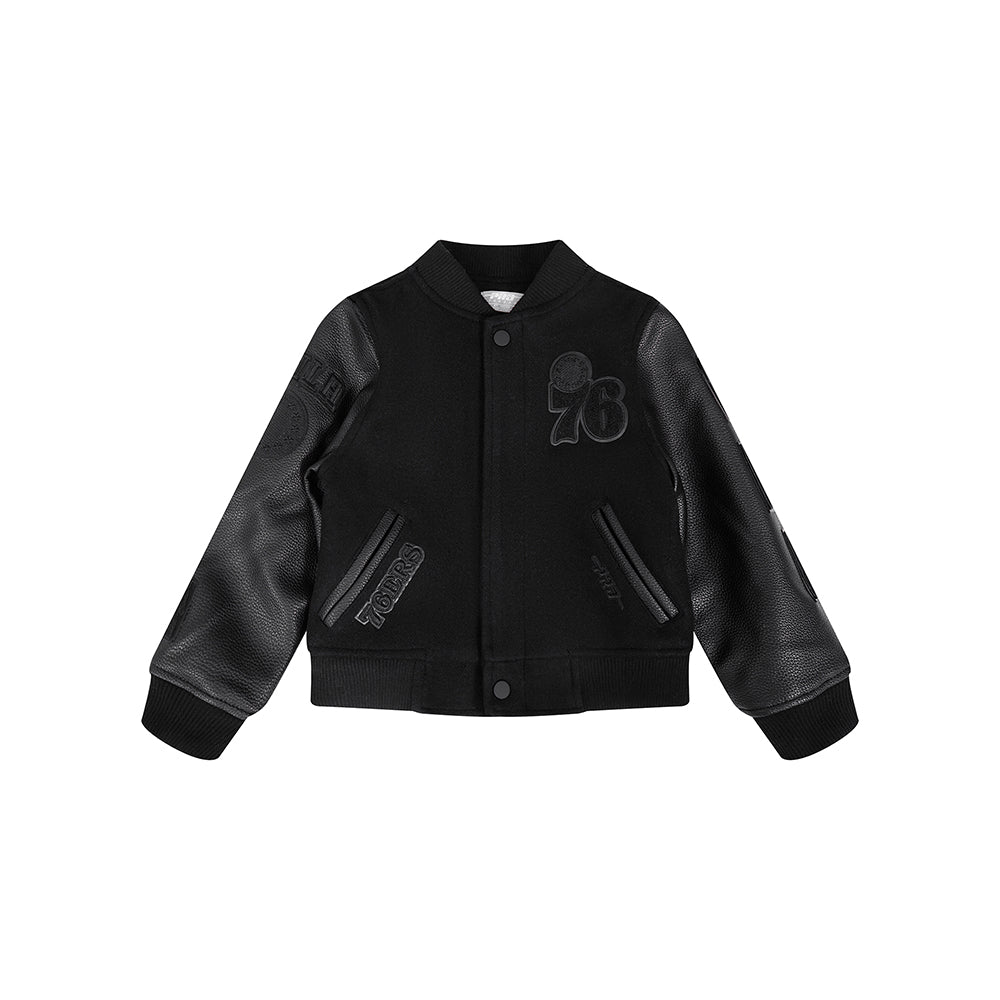 NBA PHILADELPHIA 76ERS TRIPLE BLACK BLOUSON COLLÉGIAL EN LAINE POUR GARÇON BAMBIN (NOIR DE JAIS)