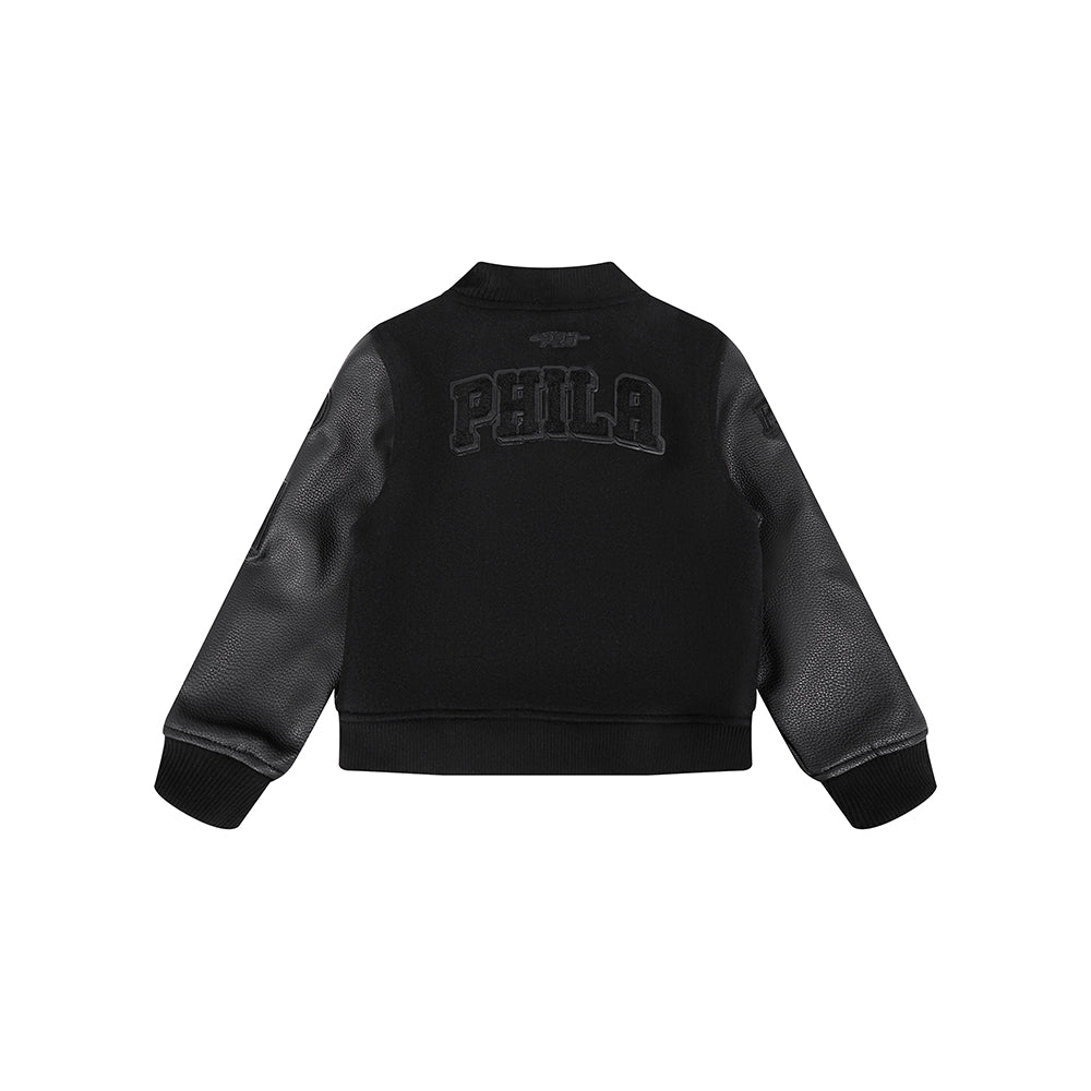 NBA PHILADELPHIA 76ERS TRIPLE BLACK BLOUSON COLLÉGIAL EN LAINE POUR GARÇON BAMBIN (NOIR DE JAIS)