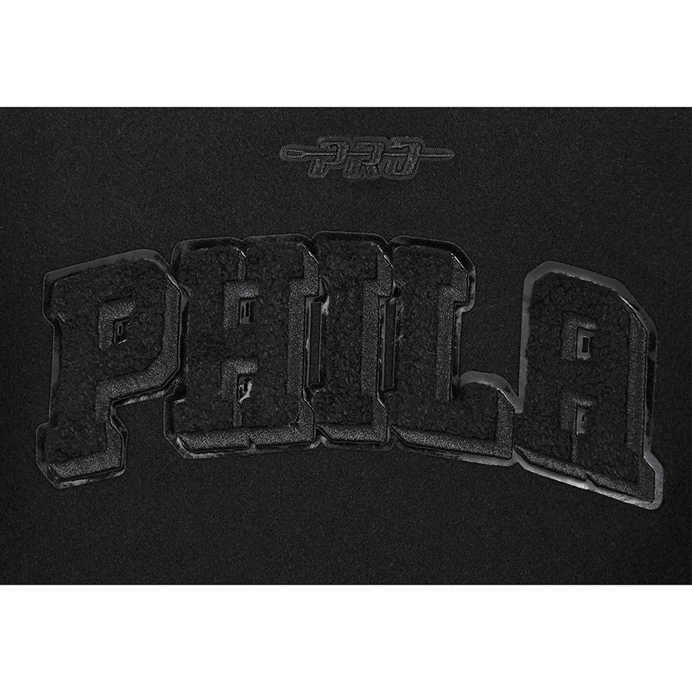 NBA PHILADELPHIA 76ERS TRIPLE BLACK BLOUSON COLLÉGIAL EN LAINE POUR GARÇON BAMBIN (NOIR DE JAIS)