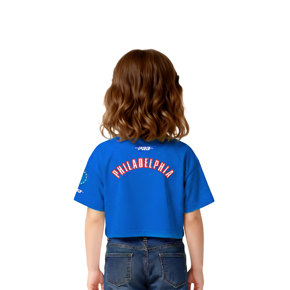 NBA PHILADELPHIA 76ERS CLASSIC TODDLER GIRLS SHORT SLEEVE BOXY TEE (ROYAL BLUE)