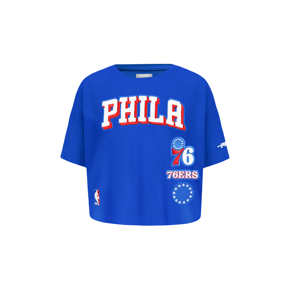 NBA PHILADELPHIA 76ERS RETRO CLASSIC TODDLER GIRL'S SHORT SLEEVE BOXY TEE (ROYAL BLUE)