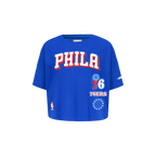 NBA PHILADELPHIA 76ERS RETRO CLASSIC TODDLER GIRL'S SHORT SLEEVE BOXY TEE (ROYAL BLUE)