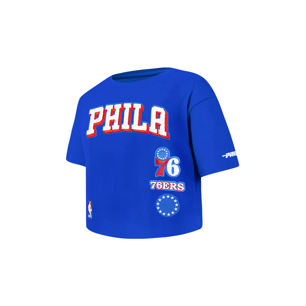 NBA PHILADELPHIA 76ERS RETRO CLASSIC TODDLER GIRL'S SHORT SLEEVE BOXY TEE (ROYAL BLUE)