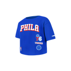 NBA PHILADELPHIA 76ERS RETRO CLASSIC TODDLER GIRL'S SHORT SLEEVE BOXY TEE (ROYAL BLUE)