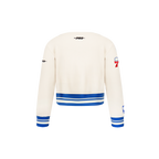 NBA PHILADELPHIA 76ERS RETRO CLASSIC TODDLER GIRL'S RIB FLEECE CREWNECK (EGGSHELL/ROYAL BLUE)