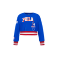 NBA PHILADELPHIA 76ERS RETRO CLASSIC TODDLER GIRL'S RIB FLEECE CREWNECK (ROYAL BLUE/RED)