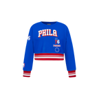 NBA PHILADELPHIA 76ERS RETRO CLASSIC TODDLER GIRL'S RIB FLEECE CREWNECK (ROYAL BLUE/RED)
