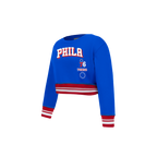 NBA PHILADELPHIA 76ERS RETRO CLASSIC TODDLER GIRL'S RIB FLEECE CREWNECK (ROYAL BLUE/RED)