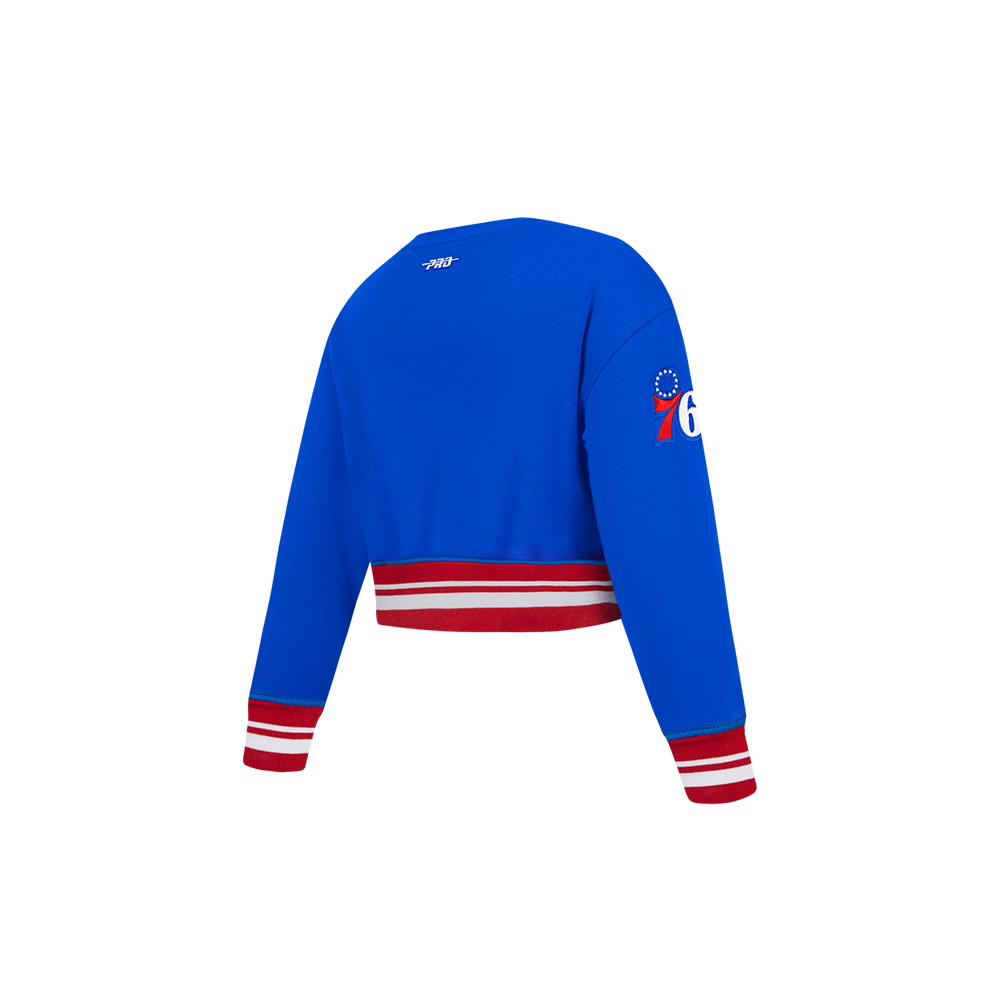 NBA PHILADELPHIA 76ERS RETRO CLASSIC TODDLER GIRL'S RIB FLEECE CREWNECK (ROYAL BLUE/RED)