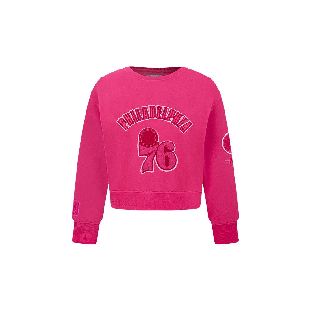 NBA PHILADELPHIA 76ERS TRIPLE PINK TODDLER GIRL'S FLEECE CREWNECK (BEETROOT PURPLE)