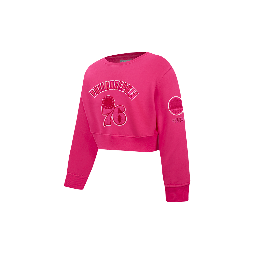 NBA PHILADELPHIA 76ERS TRIPLE PINK TODDLER GIRL'S FLEECE CREWNECK (BEETROOT PURPLE)