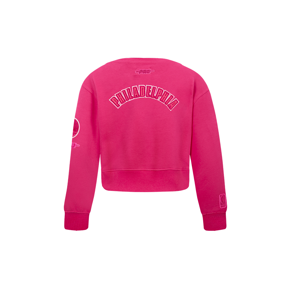 NBA PHILADELPHIA 76ERS TRIPLE PINK TODDLER GIRL'S FLEECE CREWNECK (BEETROOT PURPLE)