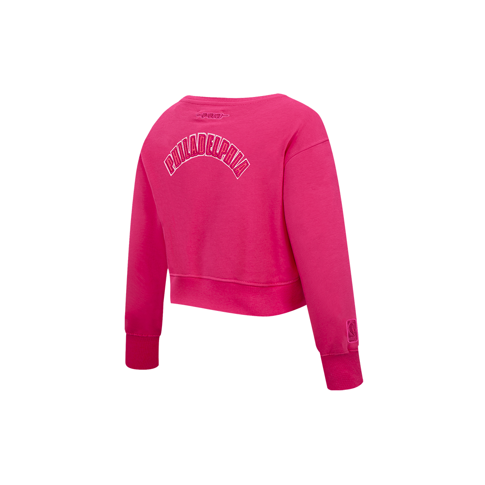 NBA PHILADELPHIA 76ERS TRIPLE PINK TODDLER GIRL'S FLEECE CREWNECK (BEETROOT PURPLE)