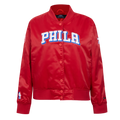 NBA PHILADELPHIA 76ERS CLASSIC WOMEN'S SATIN JACKET (RED)