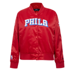 NBA PHILADELPHIA 76ERS CLASSIC WOMEN'S SATIN JACKET (RED)