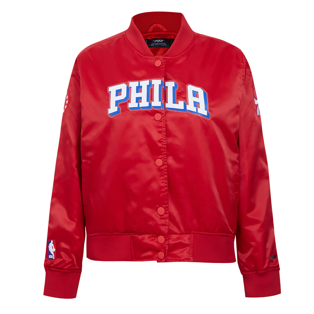 NBA PHILADELPHIA 76ERS CLASSIC WOMEN'S SATIN JACKET (RED)