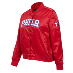 NBA PHILADELPHIA 76ERS CLASSIC WOMEN'S SATIN JACKET (RED)