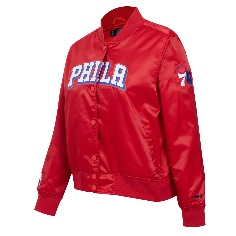 NBA PHILADELPHIA 76ERS CLASSIC WOMEN'S SATIN JACKET (RED)