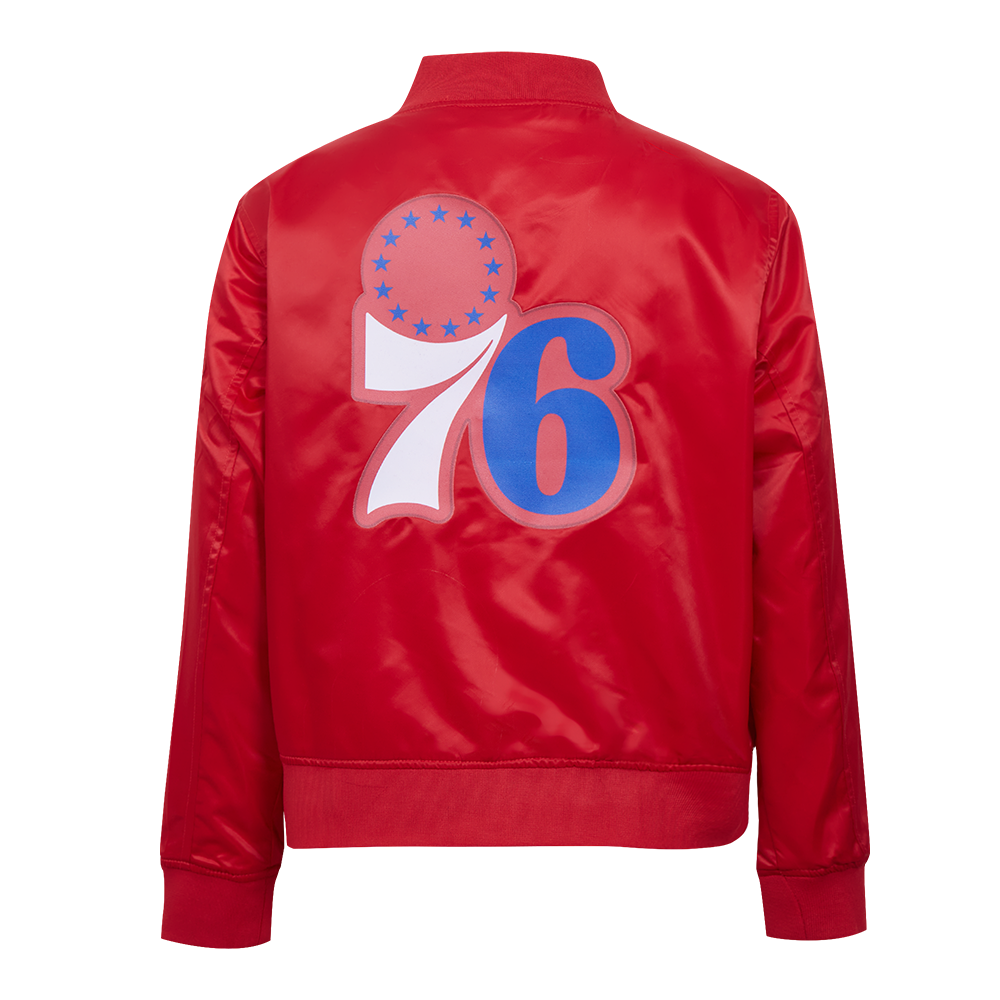 NBA PHILADELPHIA 76ERS CLASSIC WOMEN'S SATIN JACKET (RED)