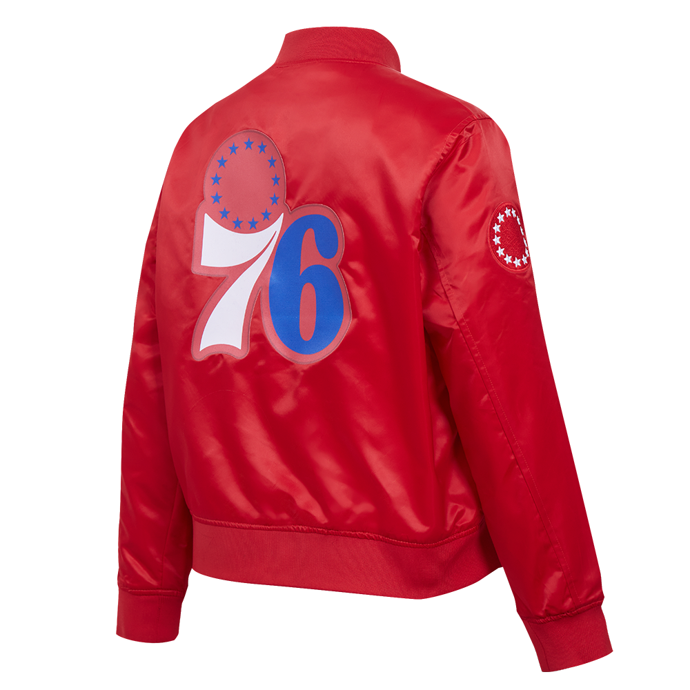 NBA PHILADELPHIA 76ERS CLASSIC WOMEN'S SATIN JACKET (RED)