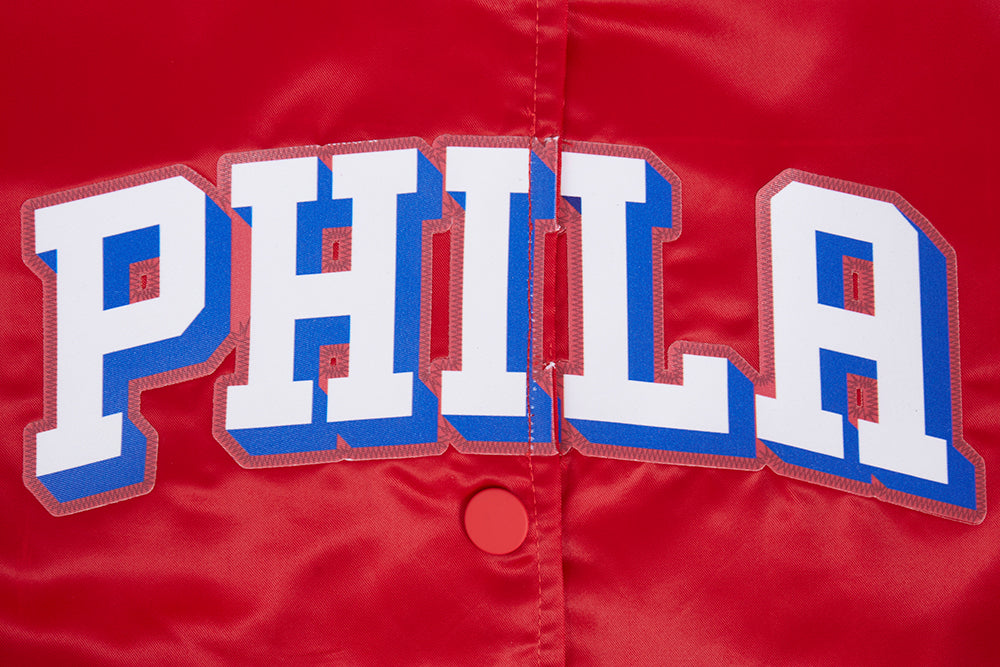 NBA PHILADELPHIA 76ERS CLASSIC WOMEN'S SATIN JACKET (RED)