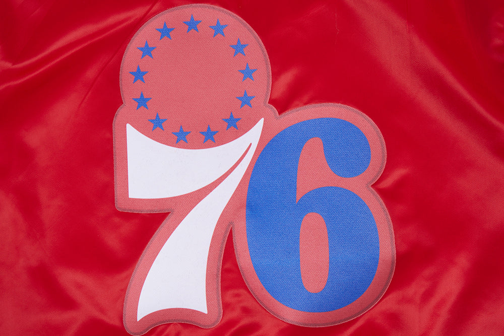 NBA PHILADELPHIA 76ERS CLASSIC WOMEN'S SATIN JACKET (RED)