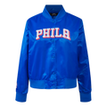 NBA PHILADELPHIA 76ERS CLASSIC BLOUSON EN SATIN POUR FEMME (BLEU ROYAL)