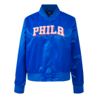 NBA PHILADELPHIA 76ERS CLASSIC BLOUSON EN SATIN POUR FEMME (BLEU ROYAL)