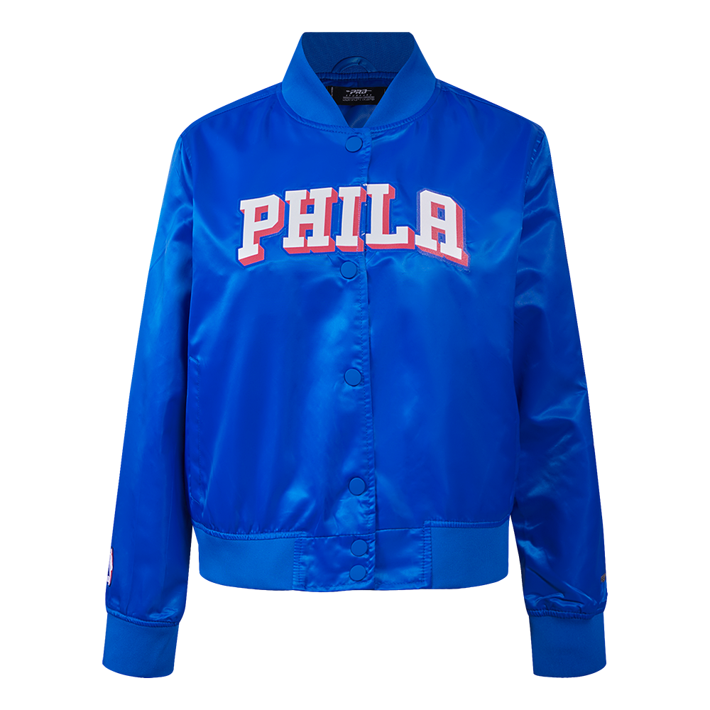NBA PHILADELPHIA 76ERS CLASSIC BLOUSON EN SATIN POUR FEMME (BLEU ROYAL)