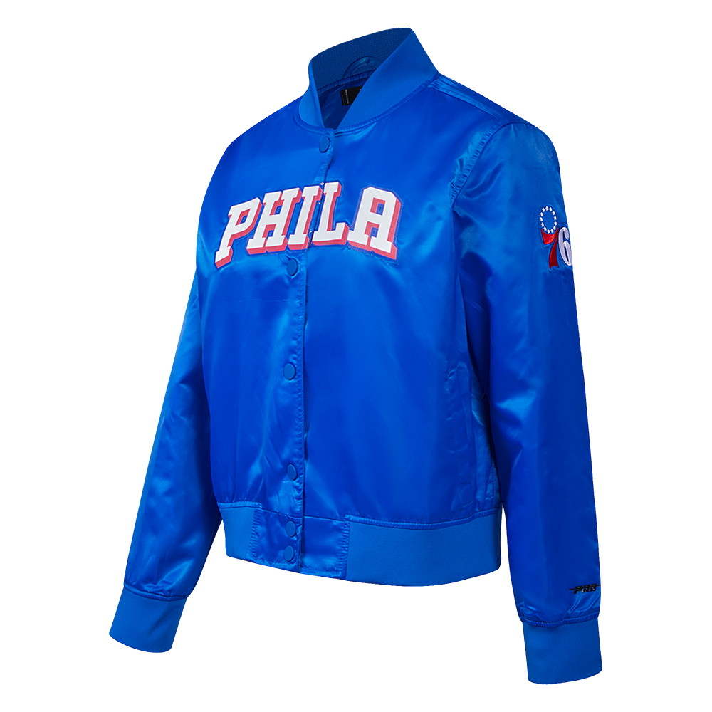 NBA PHILADELPHIA 76ERS CLASSIC BLOUSON EN SATIN POUR FEMME (BLEU ROYAL)