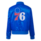 NBA PHILADELPHIA 76ERS CLASSIC BLOUSON EN SATIN POUR FEMME (BLEU ROYAL)