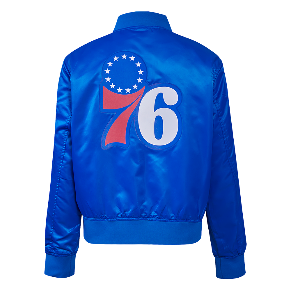 NBA PHILADELPHIA 76ERS CLASSIC BLOUSON EN SATIN POUR FEMME (BLEU ROYAL)