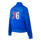 NBA PHILADELPHIA 76ERS CLASSIC BLOUSON EN SATIN POUR FEMME (BLEU ROYAL)
