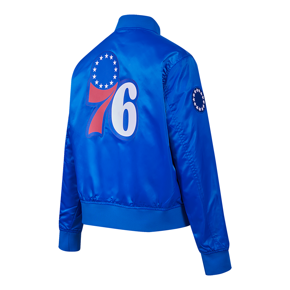 NBA PHILADELPHIA 76ERS CLASSIC BLOUSON EN SATIN POUR FEMME (BLEU ROYAL)