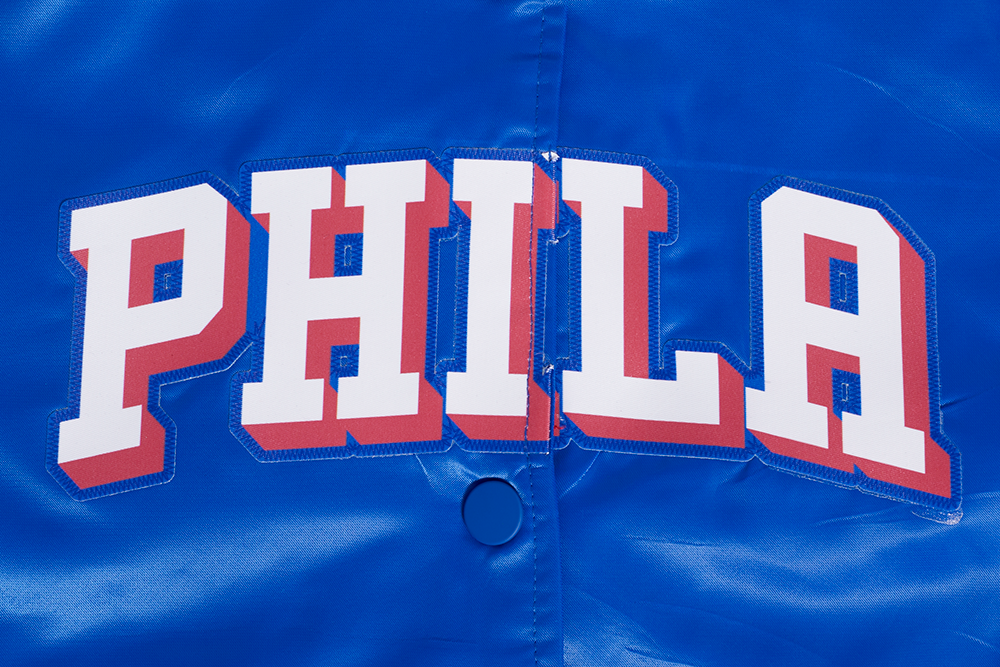 NBA PHILADELPHIA 76ERS CLASSIC BLOUSON EN SATIN POUR FEMME (BLEU ROYAL)
