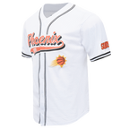 NBA PHOENIX SUNS SCRIPT TAIL CHEMISE BOUTONNÉE EN FILET POUR HOMME (BLANC/NOIR/BLANC)