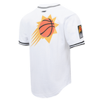 NBA PHOENIX SUNS SCRIPT TAIL CHEMISE BOUTONNÉE EN FILET POUR HOMME (BLANC/NOIR/BLANC)