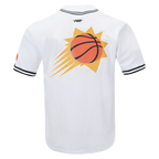 NBA PHOENIX SUNS SCRIPT TAIL CHEMISE BOUTONNÉE EN FILET POUR HOMME (BLANC/NOIR/BLANC)