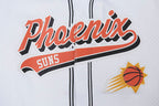 NBA PHOENIX SUNS SCRIPT TAIL CHEMISE BOUTONNÉE EN FILET POUR HOMME (BLANC/NOIR/BLANC)