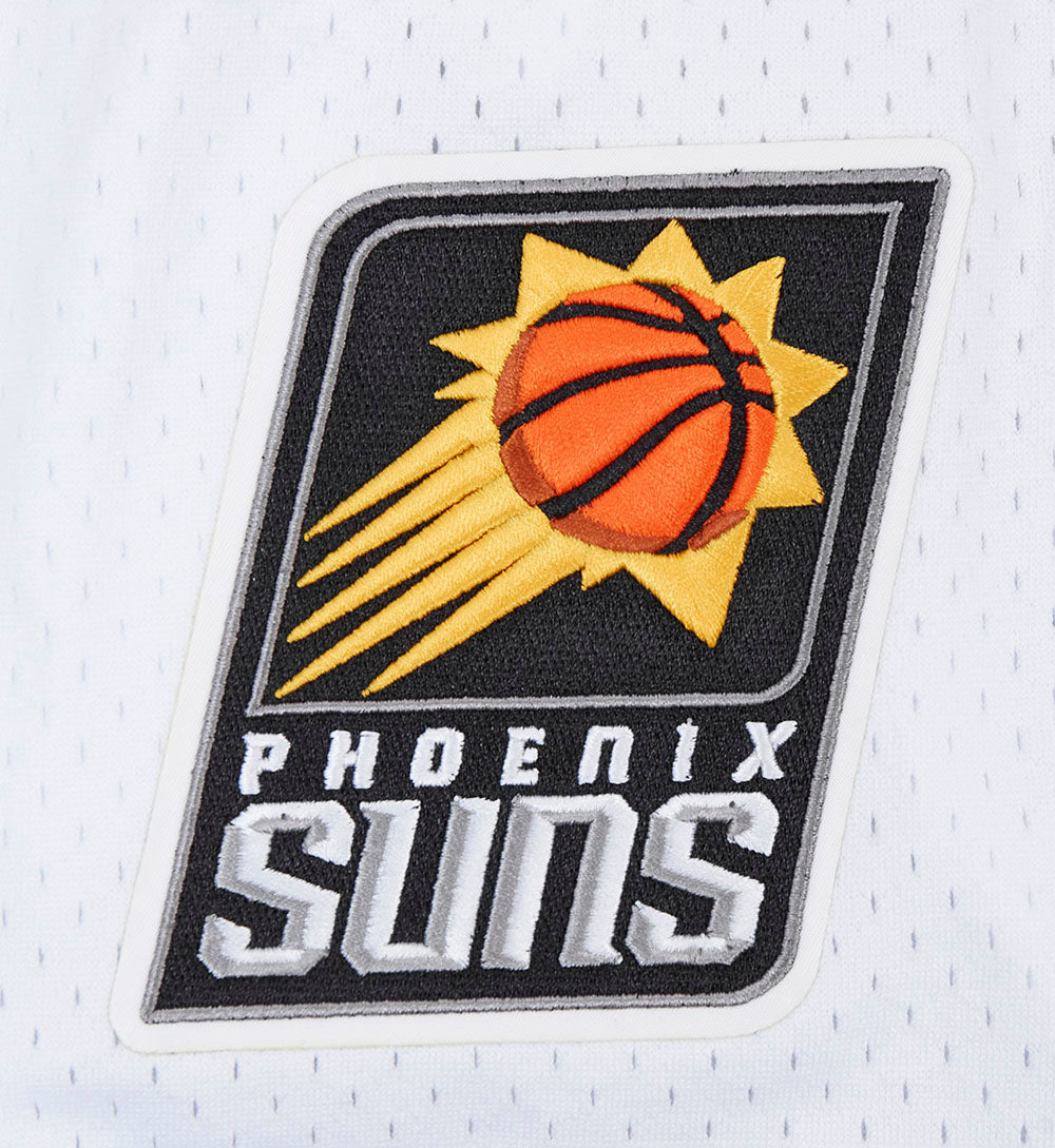 NBA PHOENIX SUNS SCRIPT TAIL CHEMISE BOUTONNÉE EN FILET POUR HOMME (BLANC/NOIR/BLANC)