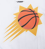 NBA PHOENIX SUNS SCRIPT TAIL CHEMISE BOUTONNÉE EN FILET POUR HOMME (BLANC/NOIR/BLANC)