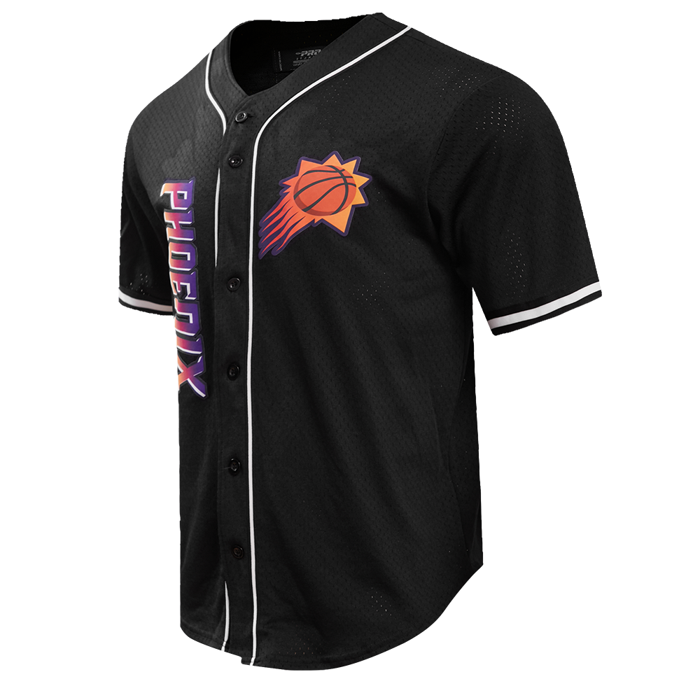 NBA PHOENIX SUNS CHEST EL. VALLE MEN'S MESH BUTTON DOWN SHIRT (BLACK)