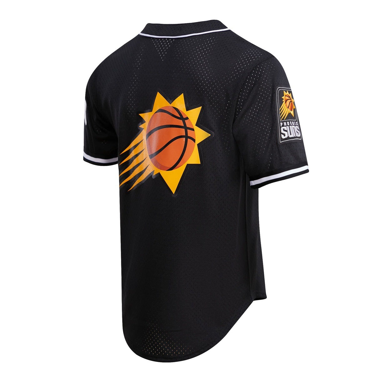 NBA PHOENIX SUNS LOGO MEN'S MESH BUTTON DOWN JERSEY (BLACK)
