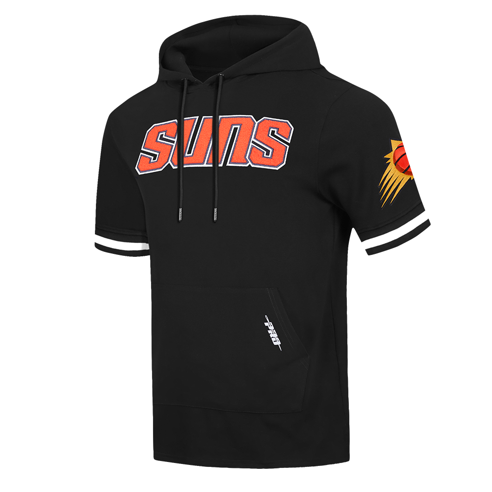 NBA PHOENIX SUNS CLASSIC CHANDAIL À CAPUCHON À MANCHES COURTES EN MAILLE DOUBLE ET CHENILLE POUR HOMME (NOIR)