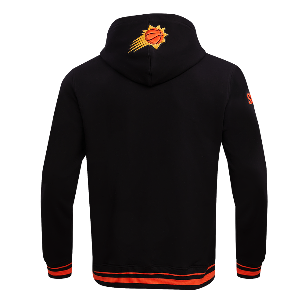 NBA PHOENIX SUNS SCRIPT TAIL CHANDAIL À CAPUCHON EN MOLLETON CÔTELÉ POUR HOMME (NOIR/ORANGE)