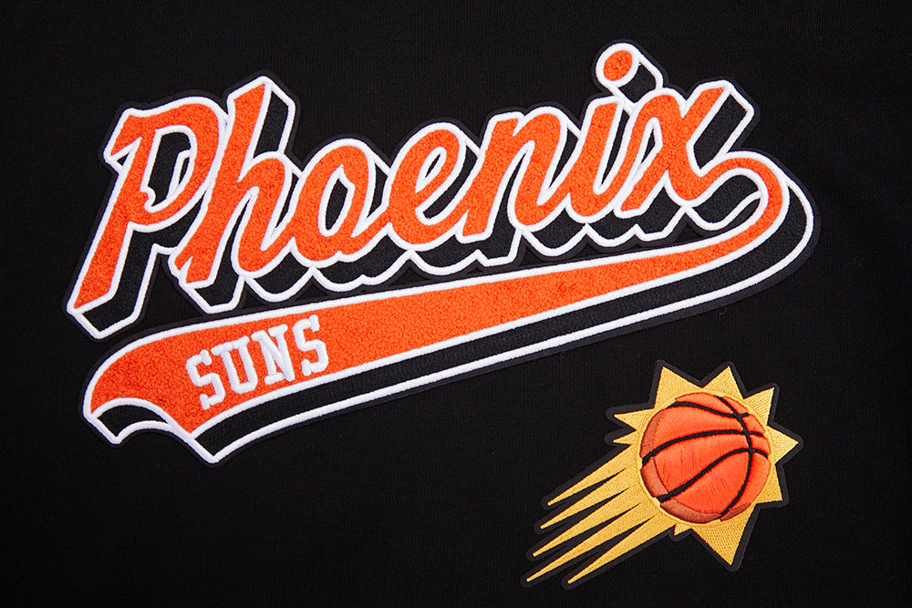 NBA PHOENIX SUNS SCRIPT TAIL CHANDAIL À CAPUCHON EN MOLLETON CÔTELÉ POUR HOMME (NOIR/ORANGE)