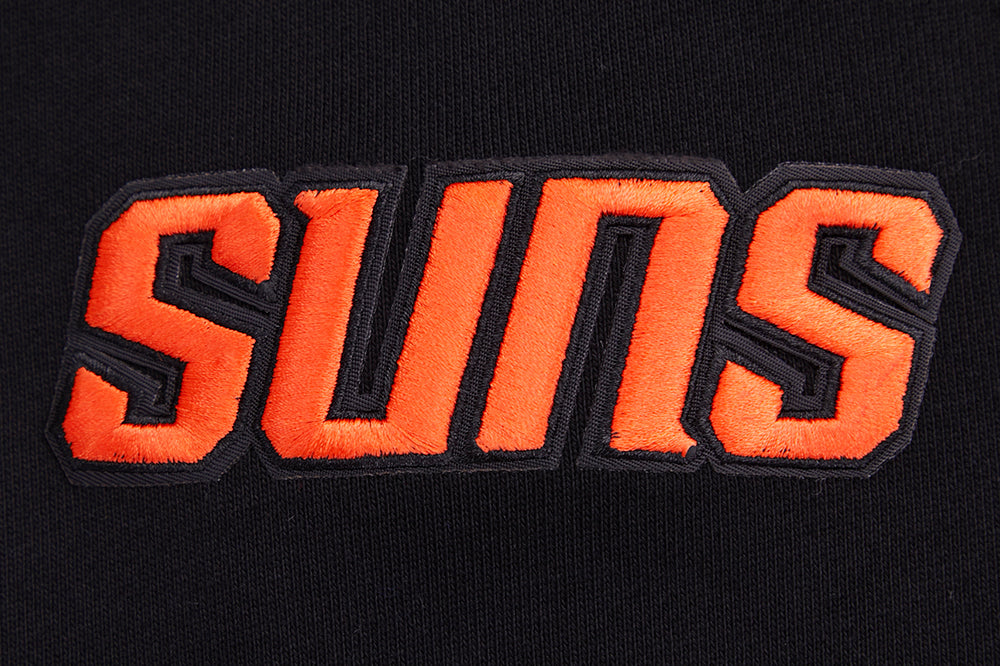 NBA PHOENIX SUNS SCRIPT TAIL CHANDAIL À CAPUCHON EN MOLLETON CÔTELÉ POUR HOMME (NOIR/ORANGE)