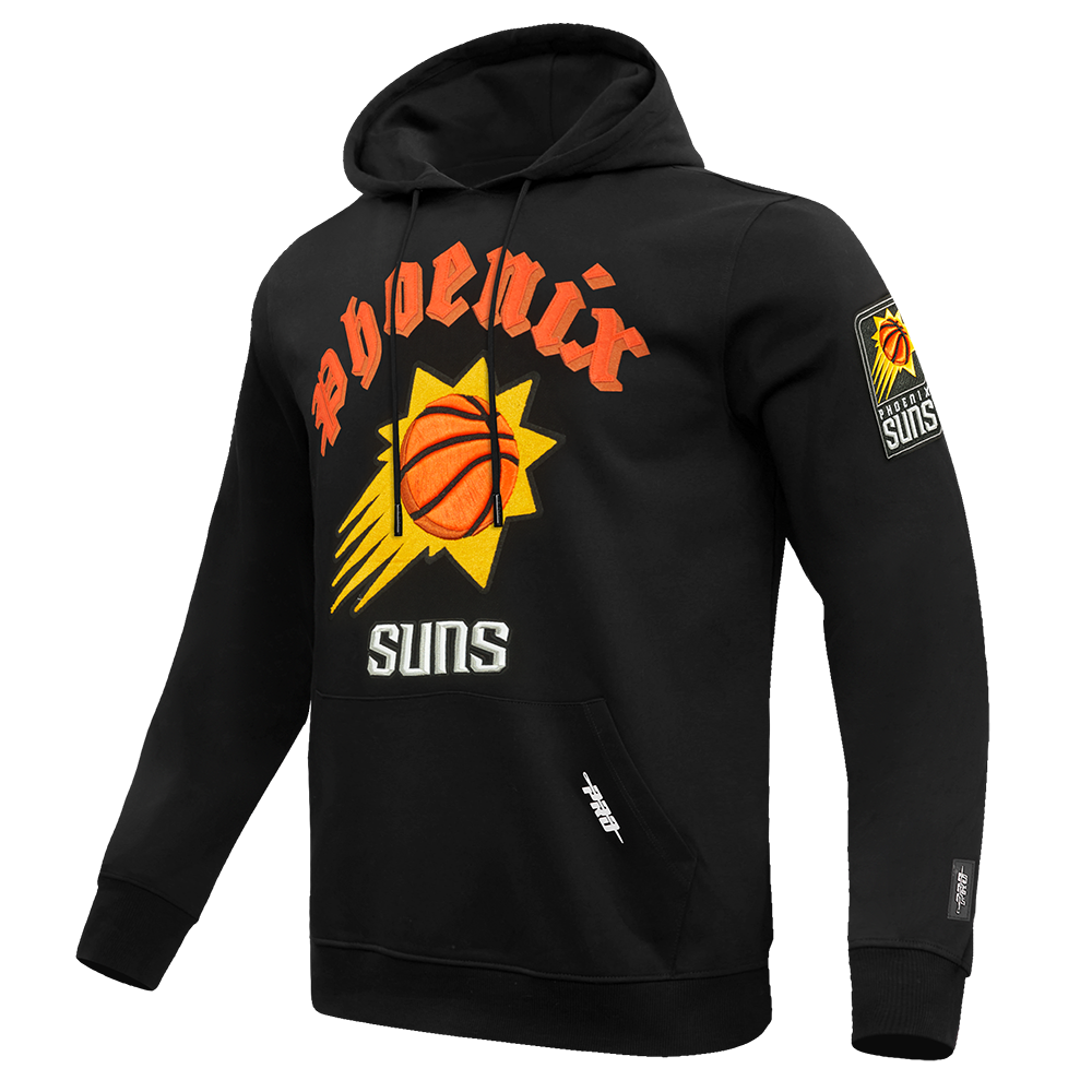 NBA PHOENIX SUNS OLD ENGLISH MEN'S PULLOVER HOODIE (BLACK)