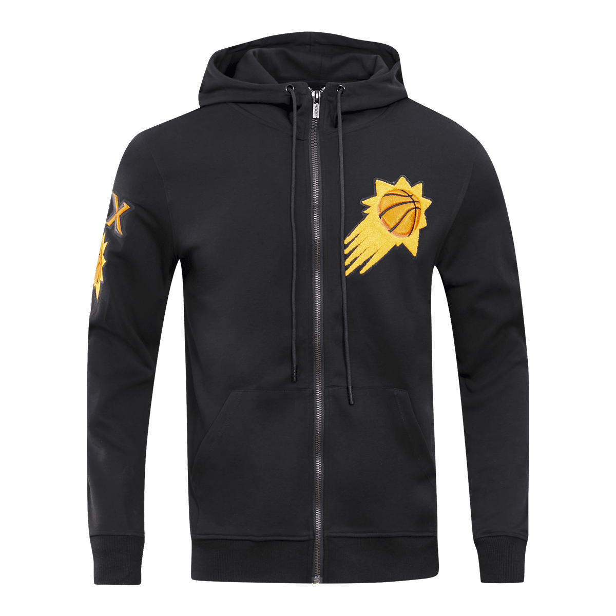 NBA PHOENIX SUNS CLASSIC CHENILLE MEN'S FULL ZIP PULLOVER HOODIE (BLACK)