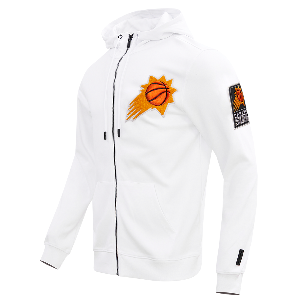NBA PHOENIX SUNS CLASSIC CHENILLE MEN'S FULL ZIP PULLOVER HOODIE (WHITE)
